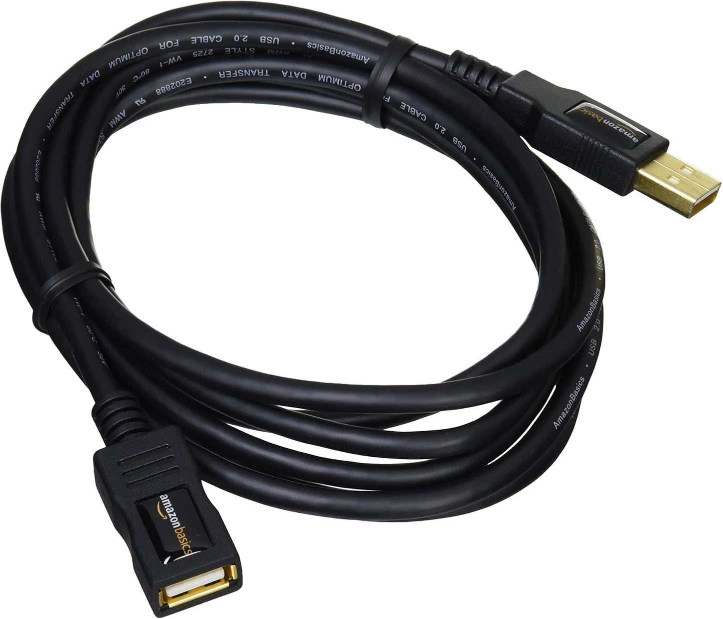 USB 2.0 Extension Cable - A-Male to A-Female Adapter Cord - 6.5 Feet (2 Meters)