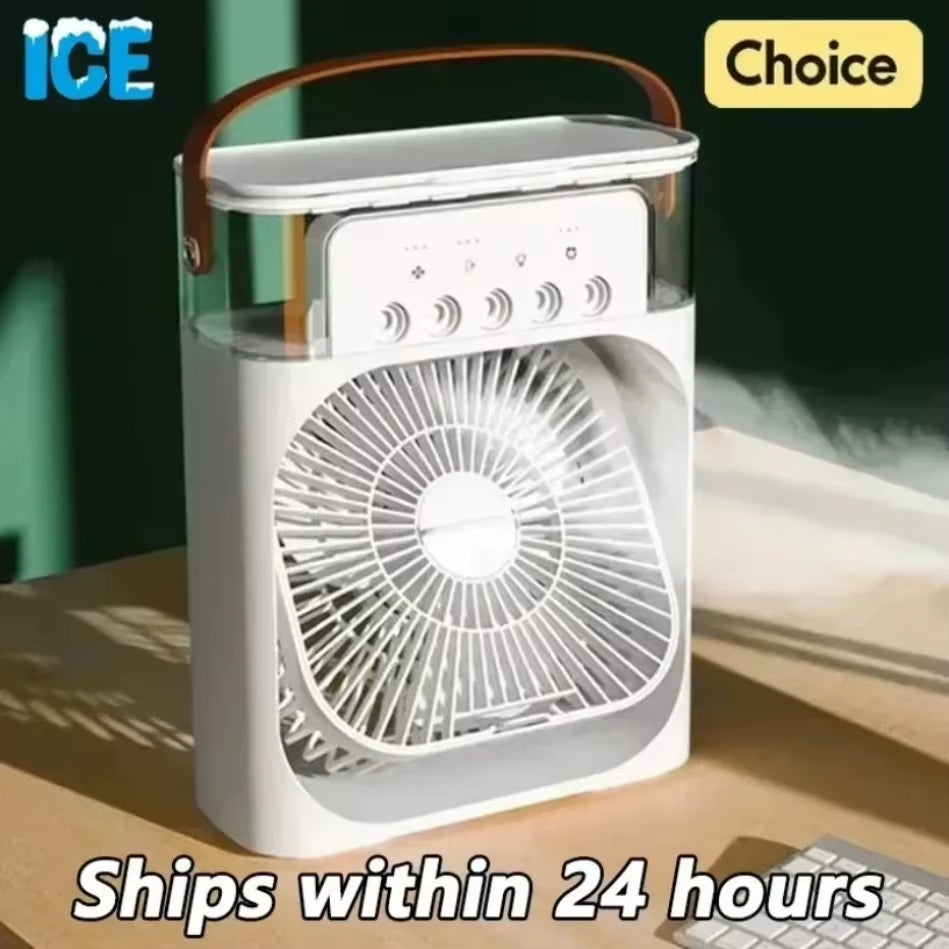 Portable Fan Air Conditioners USB Electric Fan Air Cooler LED Night Light Water Mist Fun 3 in 1 Air Humidifier for Home